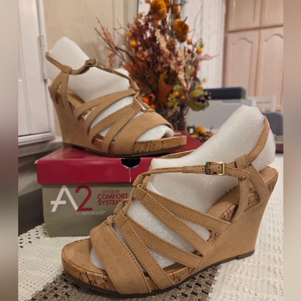 Aerosoles A2 Wedge Sandals, Poppy Plush Tan